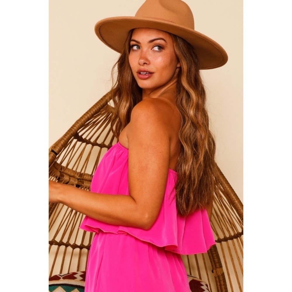 Fantastic Fawn Hot Pink Strapless Wide Leg Jumpsuit - Picture 8 of 10
